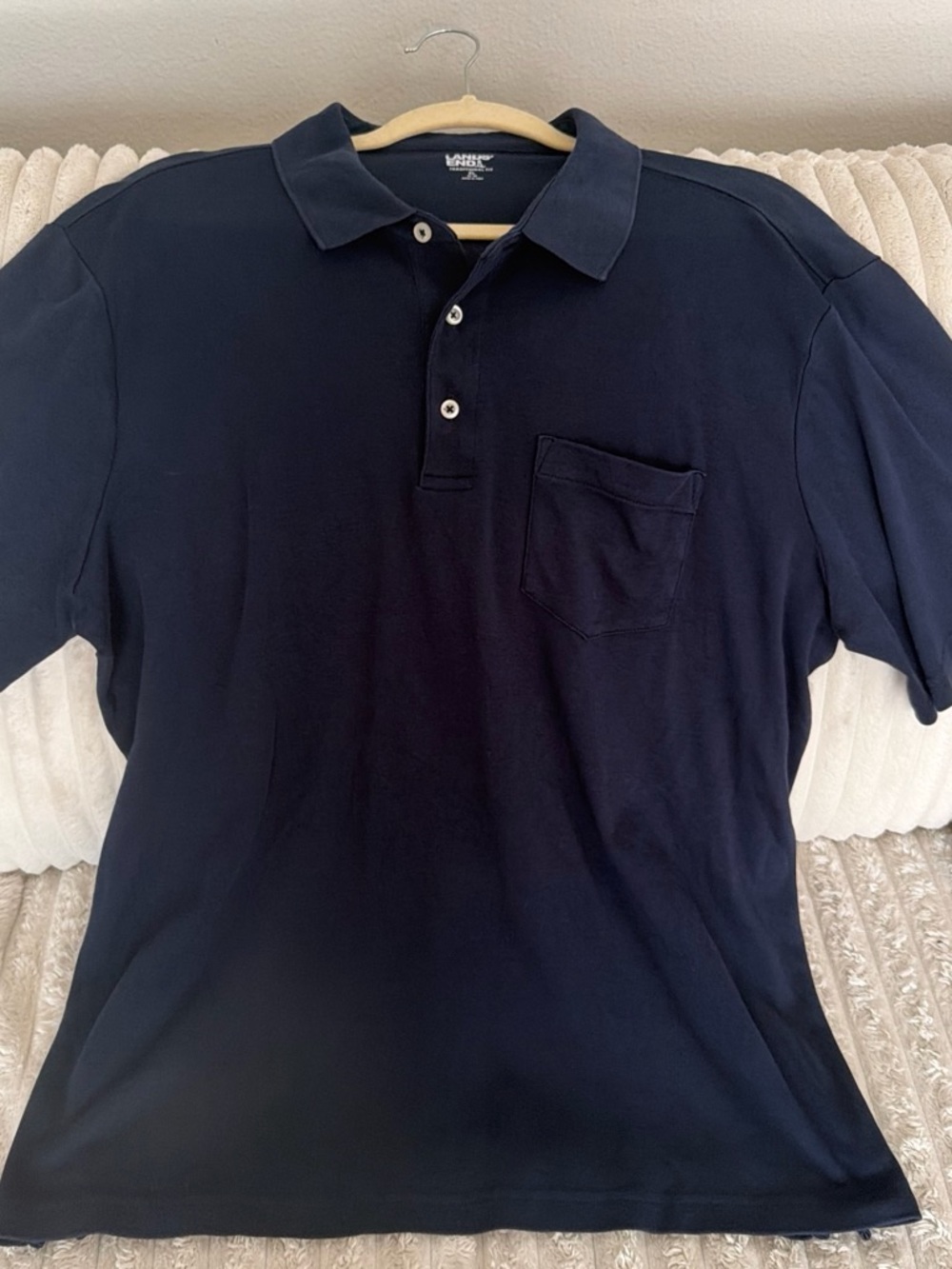 Lands' End Men's Navy Short-Sleeve Pocket Polo